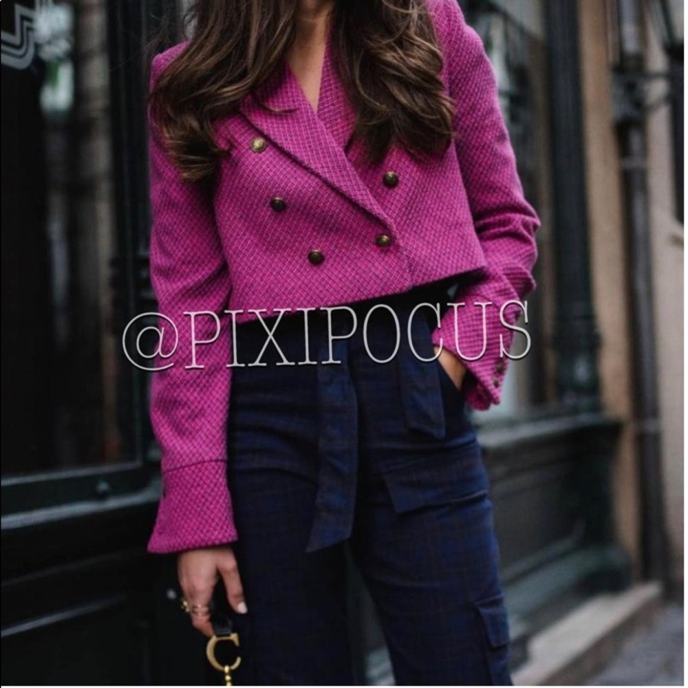 Zara cropped textured blazer